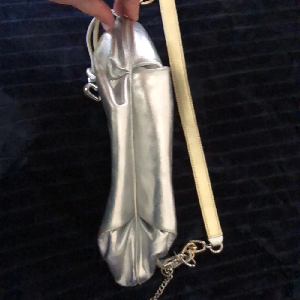 Brighton Liquid‎ Silver Shoulder Bag Reflective Metallic Baguette